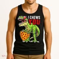 Heart I Chews You T Rex Dinosaur Pizza Valentine's Day Tank Top thumb 3