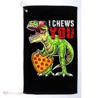Heart I Chews You T Rex Dinosaur Pizza Valentine's Day Golf Towel thumb 0