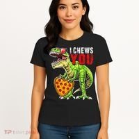 Heart I Chews You T Rex Dinosaur Pizza Valentine's Day Women's T-Shirt thumb 4
