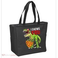 Heart I Chews You T Rex Dinosaur Pizza Valentine's Day Tote Bag thumb 2