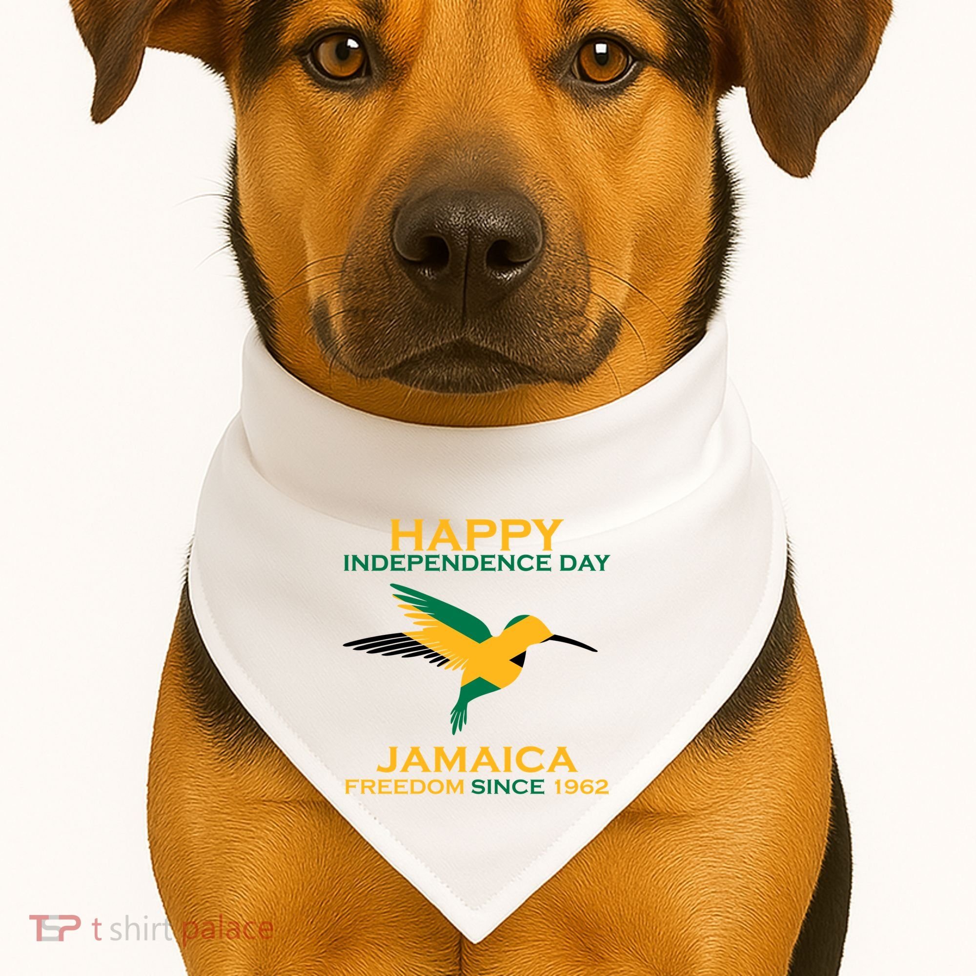 Happy Independence Day Jamaica Freedom Since 1962 USA-Made Doggie Bandana