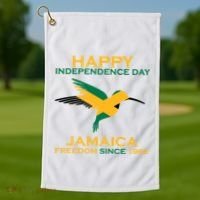 Happy Independence Day Jamaica Freedom Since 1962 Golf Towel thumb 1