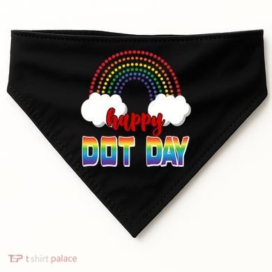 Happy International Dot Day Rainbow Clouds USA-Made Doggie Bandana