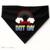 Happy International Dot Day Rainbow Clouds USA-Made Doggie Bandana thumb 0