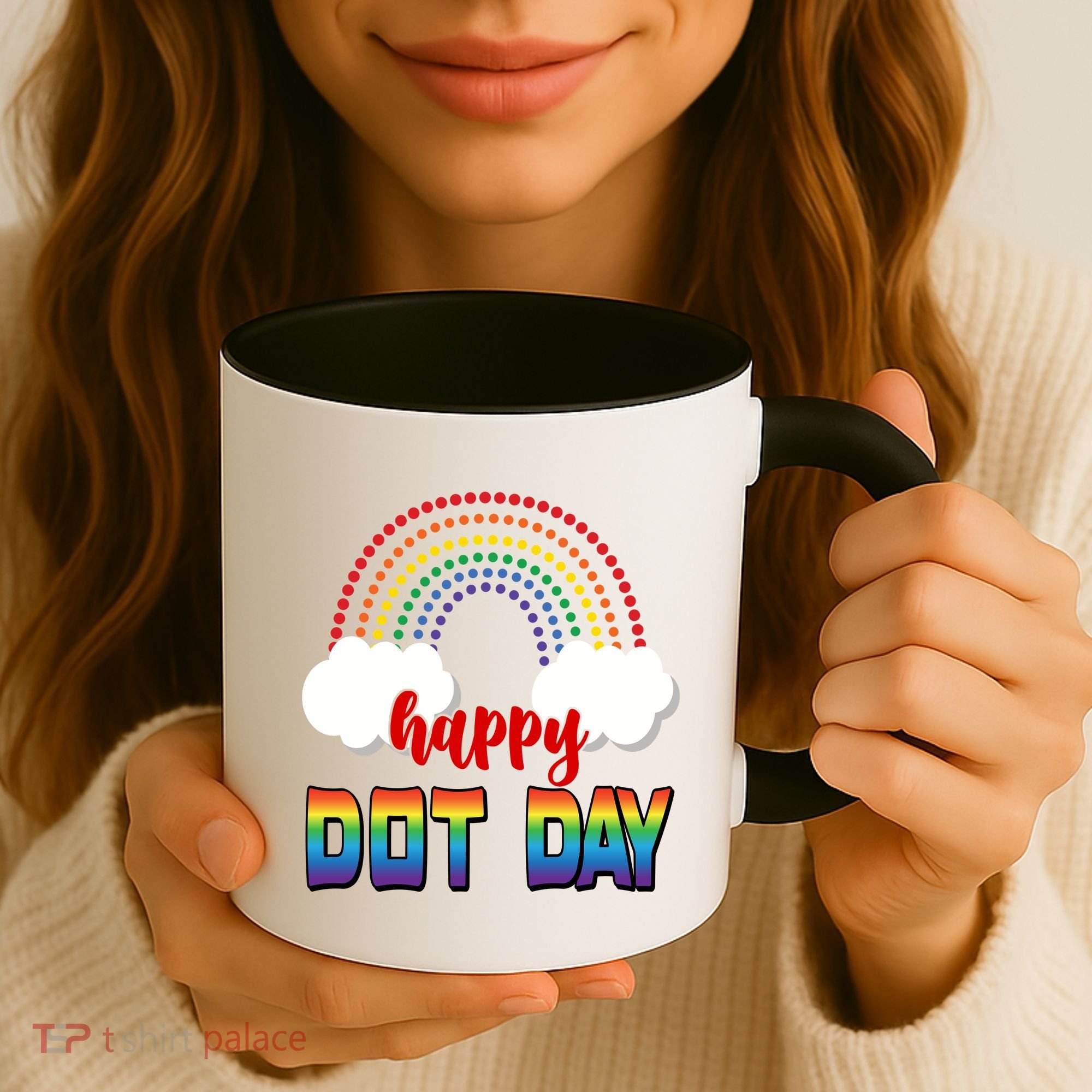 Happy International Dot Day Rainbow Clouds Coffee Mug
