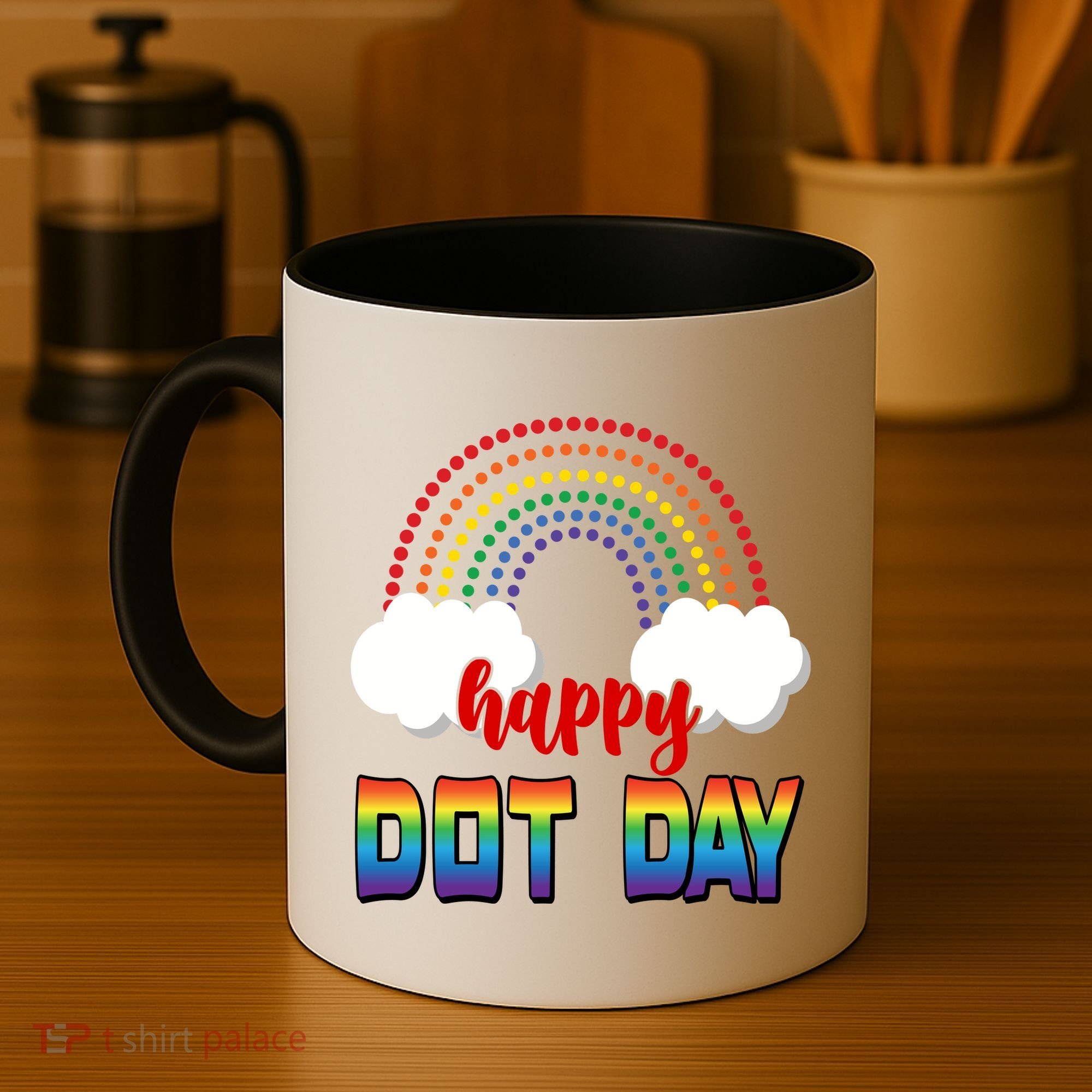 Happy International Dot Day Rainbow Clouds Coffee Mug