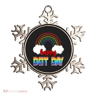 Happy International Dot Day Rainbow Clouds Ornament
