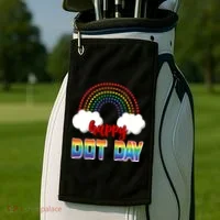 Happy International Dot Day Rainbow Clouds Golf Towel thumb 2