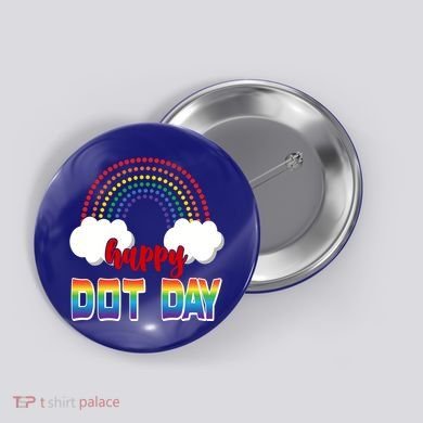 Happy International Dot Day Rainbow Clouds Button