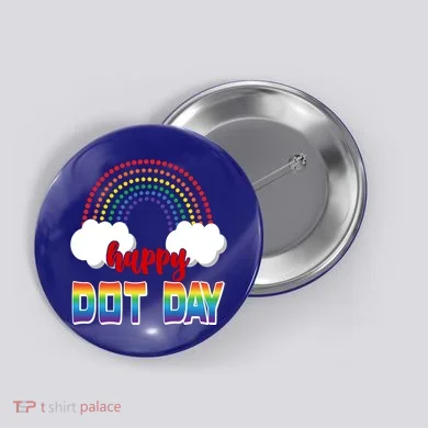 Happy International Dot Day Rainbow Clouds Button