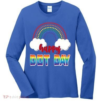 Happy International Dot Day Rainbow Clouds Women's Long Sleeve Shirt