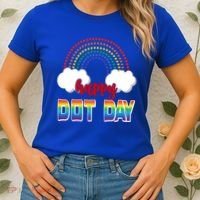 Happy International Dot Day Rainbow Clouds Women's T-Shirt thumb 2