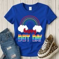 Happy International Dot Day Rainbow Clouds Women's T-Shirt thumb 3