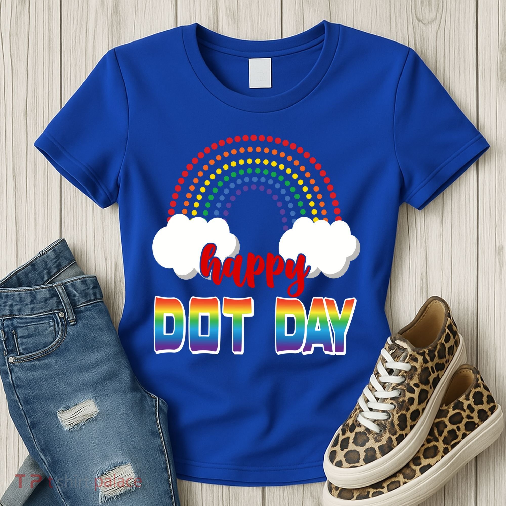Happy International Dot Day Rainbow Clouds Women's T-Shirt