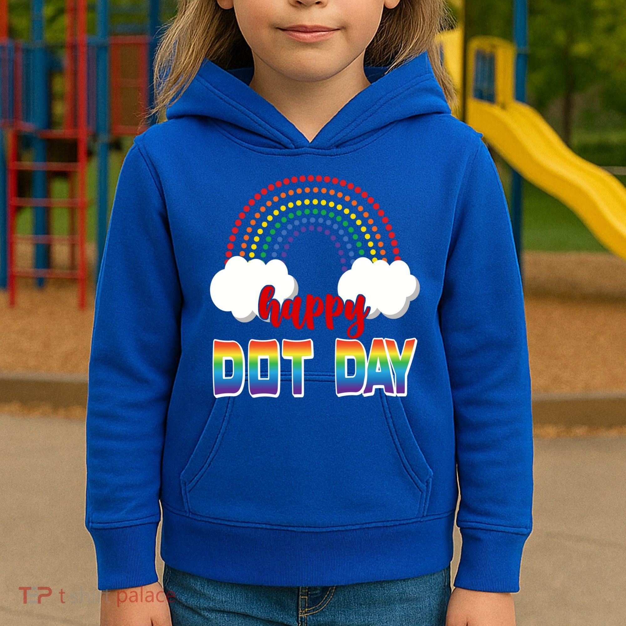 Happy International Dot Day Rainbow Clouds Kids Hoodie