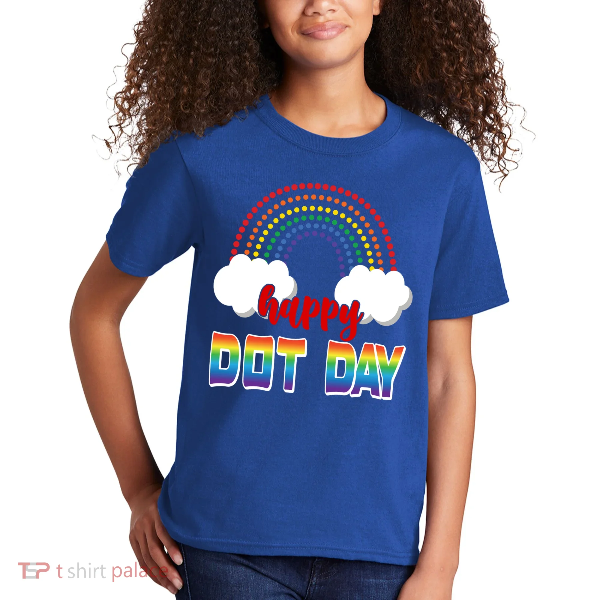 Happy International Dot Day Rainbow Clouds Kids T-Shirt