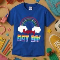 Happy International Dot Day Rainbow Clouds Kids T-Shirt thumb 3