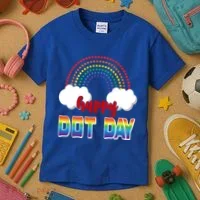 Happy International Dot Day Rainbow Clouds Kids T-Shirt thumb 3