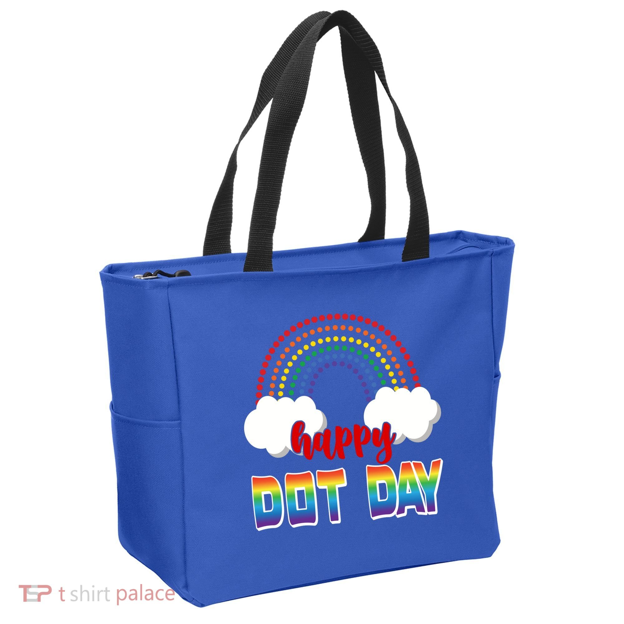 Happy International Dot Day Rainbow Clouds Tote Bag
