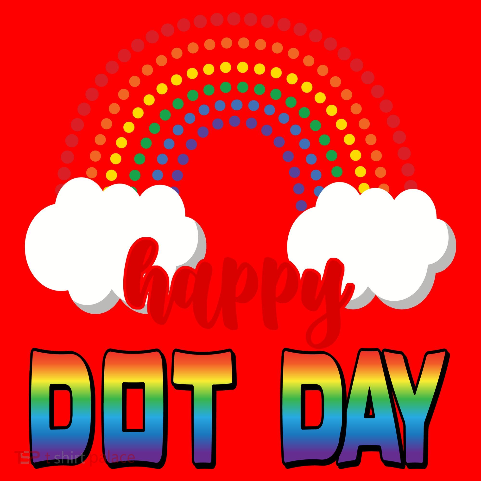 Happy International Dot Day Rainbow Clouds Santa Hat