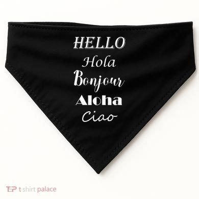 Hello In Different Languages Greetings USA-Made Doggie Bandana