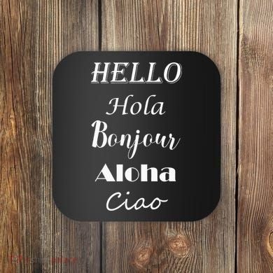 Hello In Different Languages Greetings Coaster