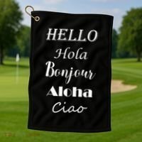 Hello In Different Languages Greetings Golf Towel thumb 1