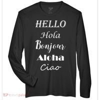 Hello In Different Languages Greetings Zone Performance Long-Sleeve T-Shirt thumb 0