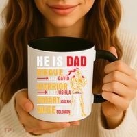 He Is Dad Brave Warrior Smart And Wise Father Daddy Papa Coffee Mug thumb 3