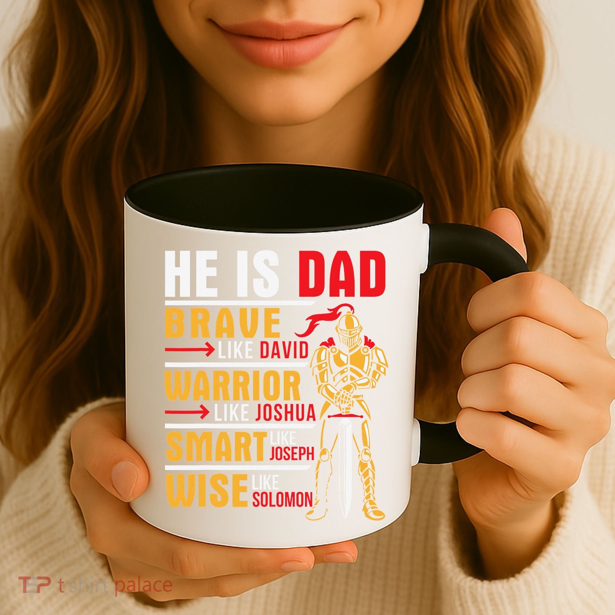 He Is Dad Brave Warrior Smart And Wise Father Daddy Papa Coffee Mug
