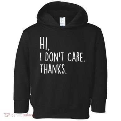 Hi, I Don't Care. Thanks Funny Sarcastic Humor Tee Toddler Hoodie