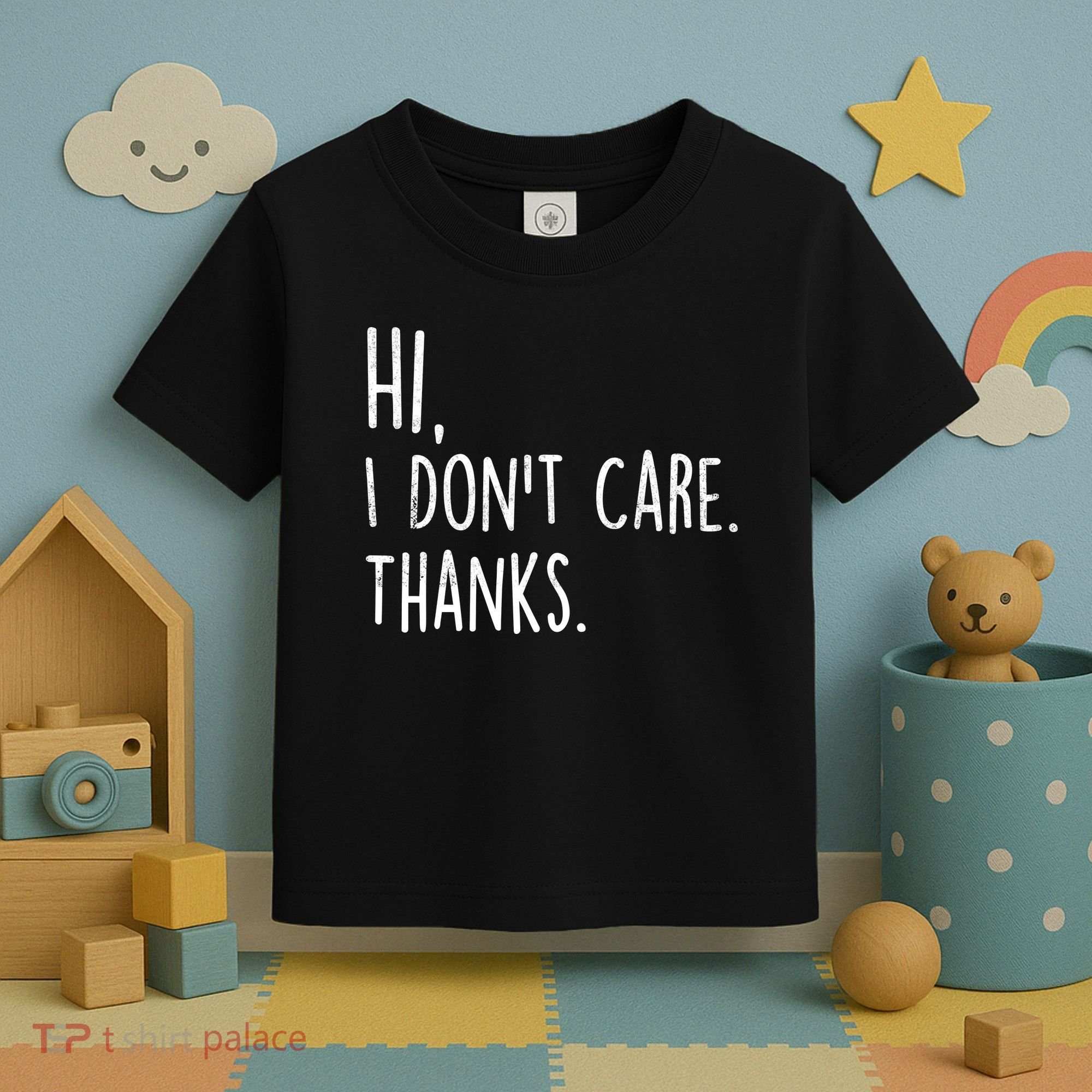 Hi, I Don't Care. Thanks Funny Sarcastic Humor Tee Toddler T-Shirt