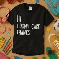 Hi, I Don't Care. Thanks Funny Sarcastic Humor Tee Kids T-Shirt thumb 3