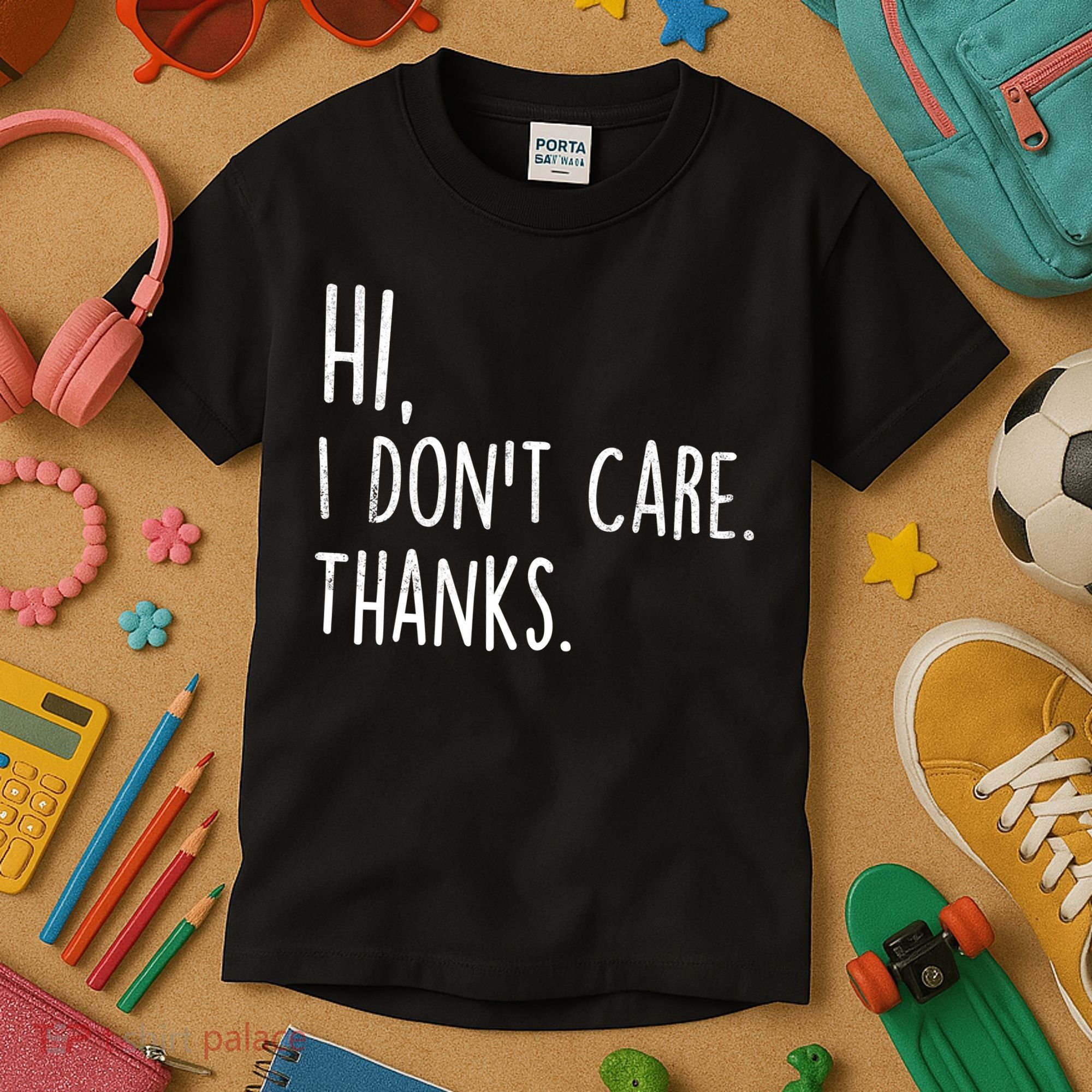 Hi, I Don't Care. Thanks Funny Sarcastic Humor Tee Kids T-Shirt