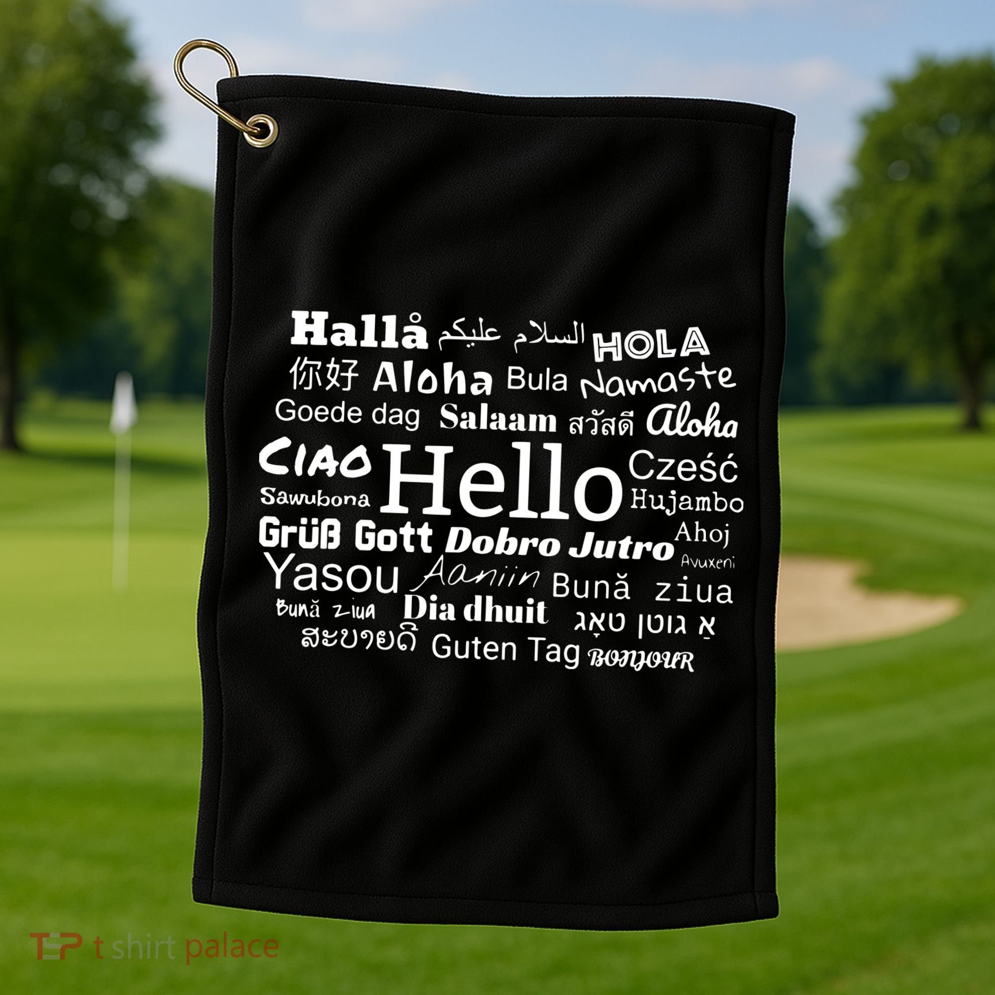 Hello In Different Languages Multilingualism Gift Golf Towel