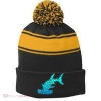 Happy International Dot Day Hammerhead Dots Shark Stripe Pom Pom Beanie thumb 0
