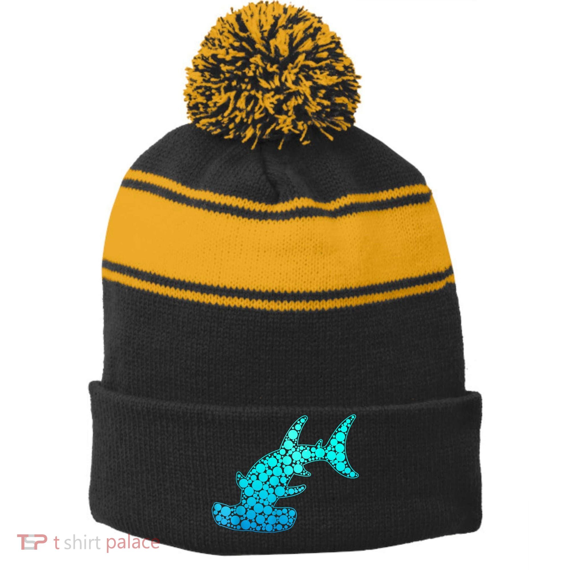 Happy International Dot Day Hammerhead Dots Shark Stripe Pom Pom Beanie