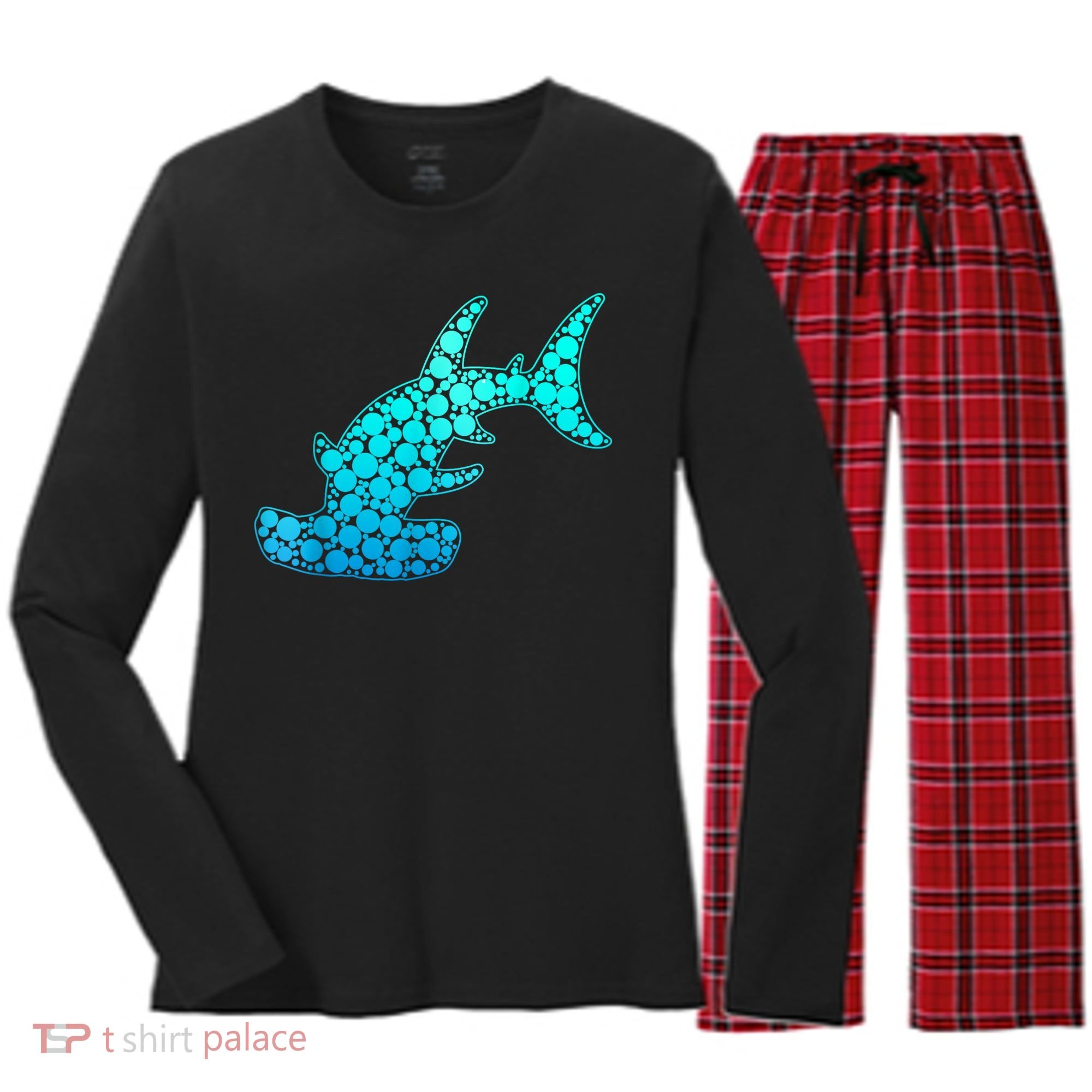 Happy International Dot Day Hammerhead Dots Shark Women's Long Sleeve Flannel Pajama Set 
