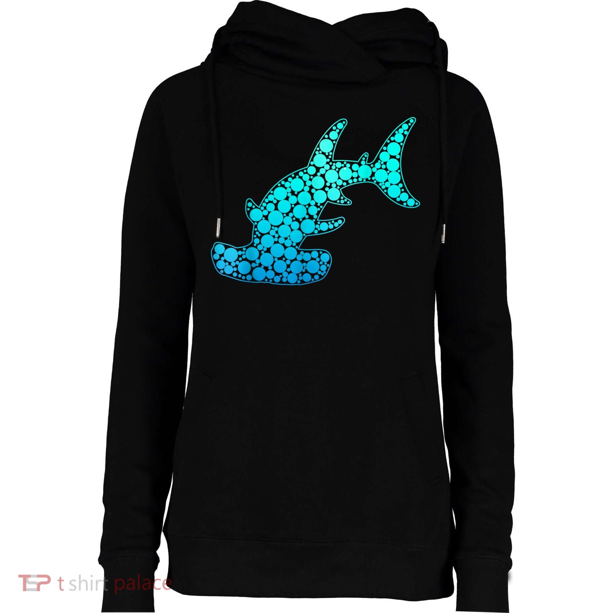 Happy International Dot Day Hammerhead Dots Shark Womens Funnel Neck Pullover Hood