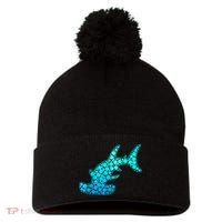 Happy International Dot Day Hammerhead Dots Shark Pom Pom 12in Knit Beanie thumb 0