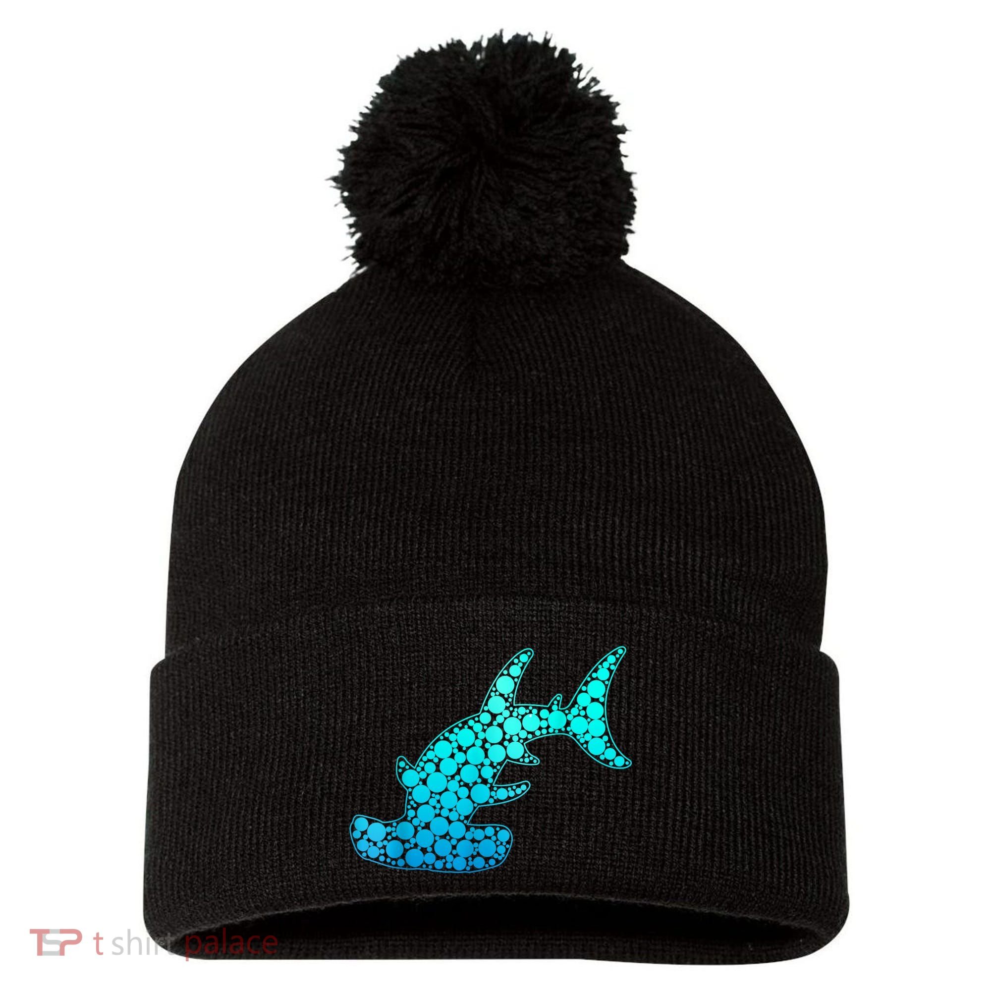 Happy International Dot Day Hammerhead Dots Shark Pom Pom 12in Knit Beanie
