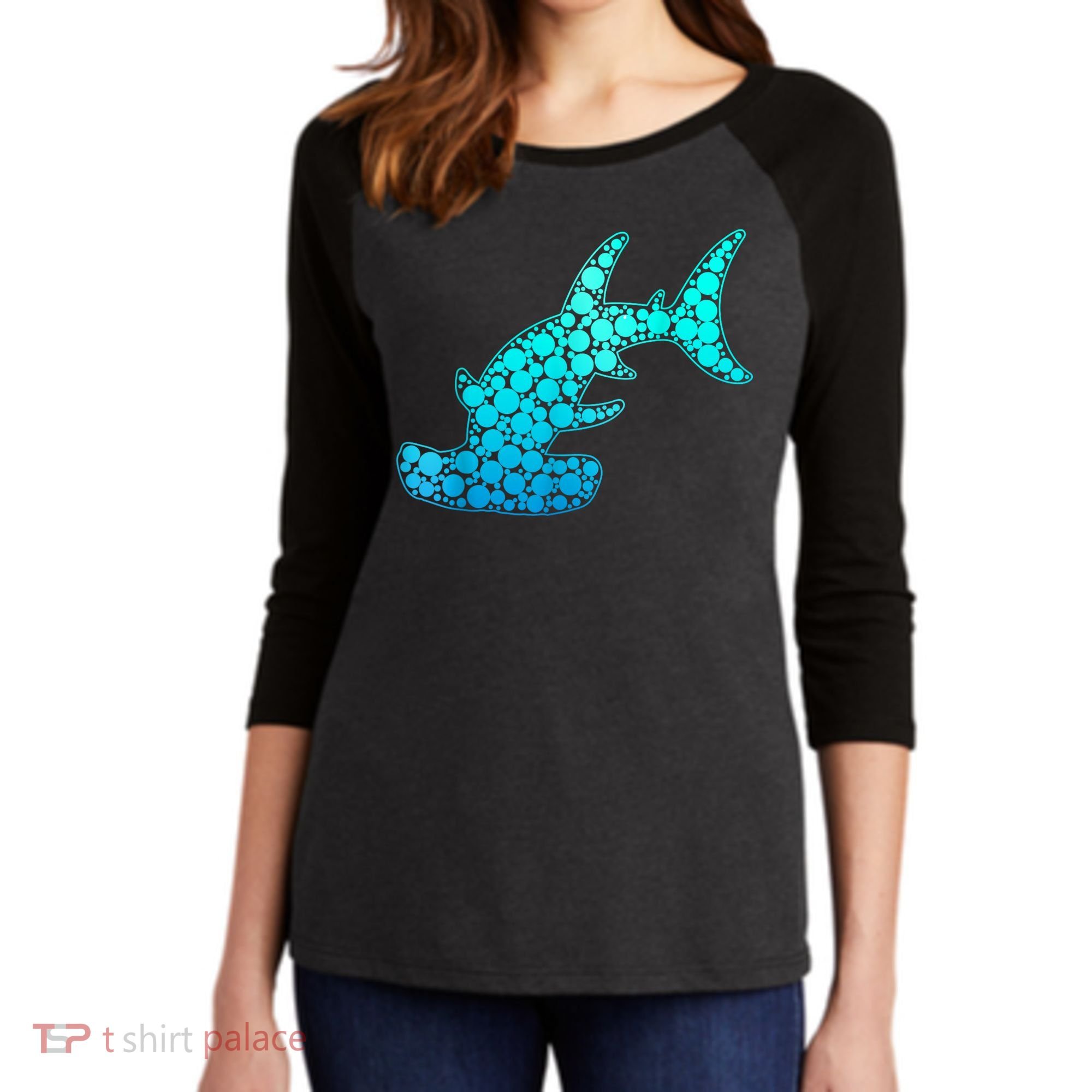 Happy International Dot Day Hammerhead Dots Shark Women's Tri-Blend 3/4-Sleeve Raglan Shirt