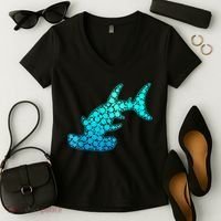 Happy International Dot Day Hammerhead Dots Shark Women's V-Neck T-Shirt thumb 2