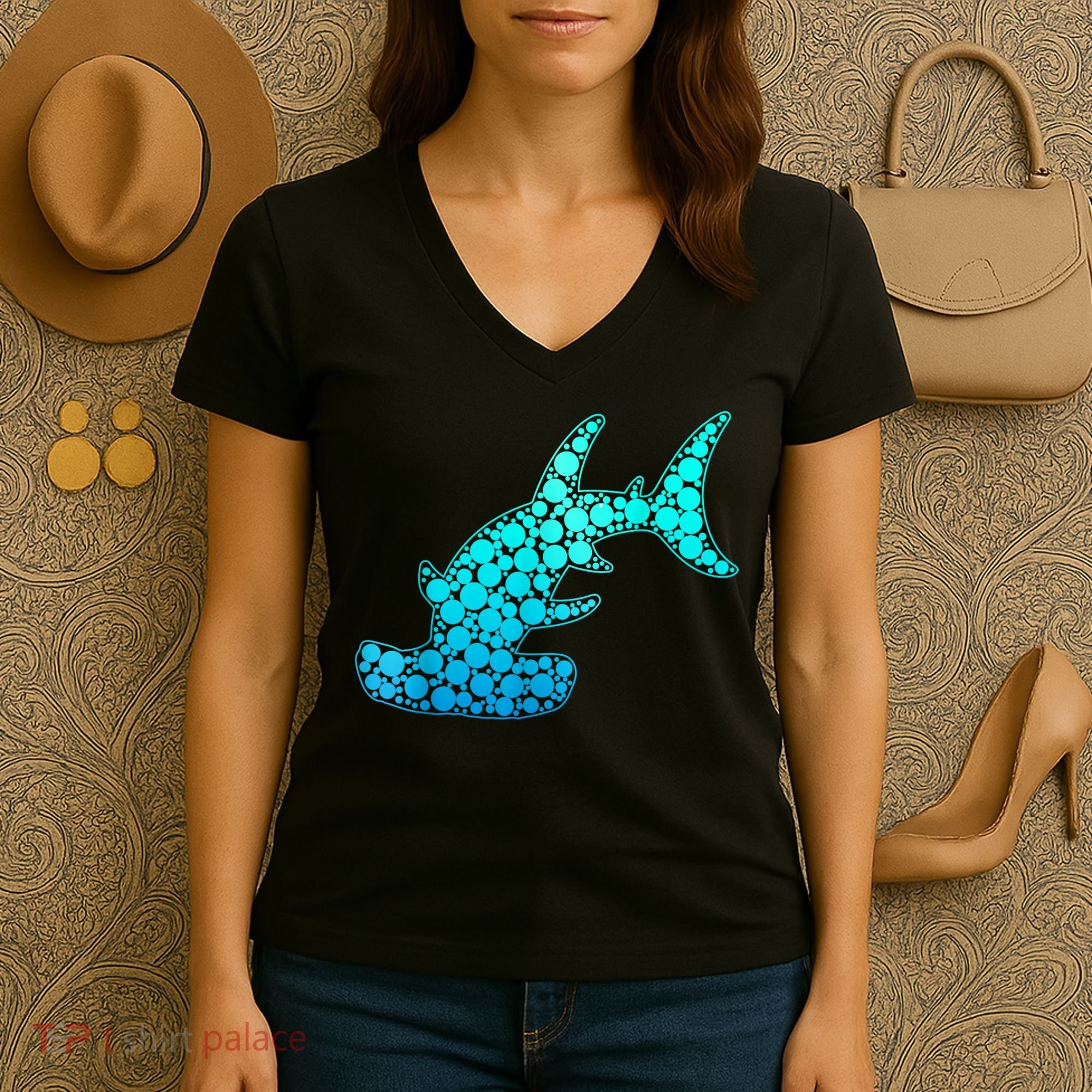 Happy International Dot Day Hammerhead Dots Shark Women's V-Neck T-Shirt