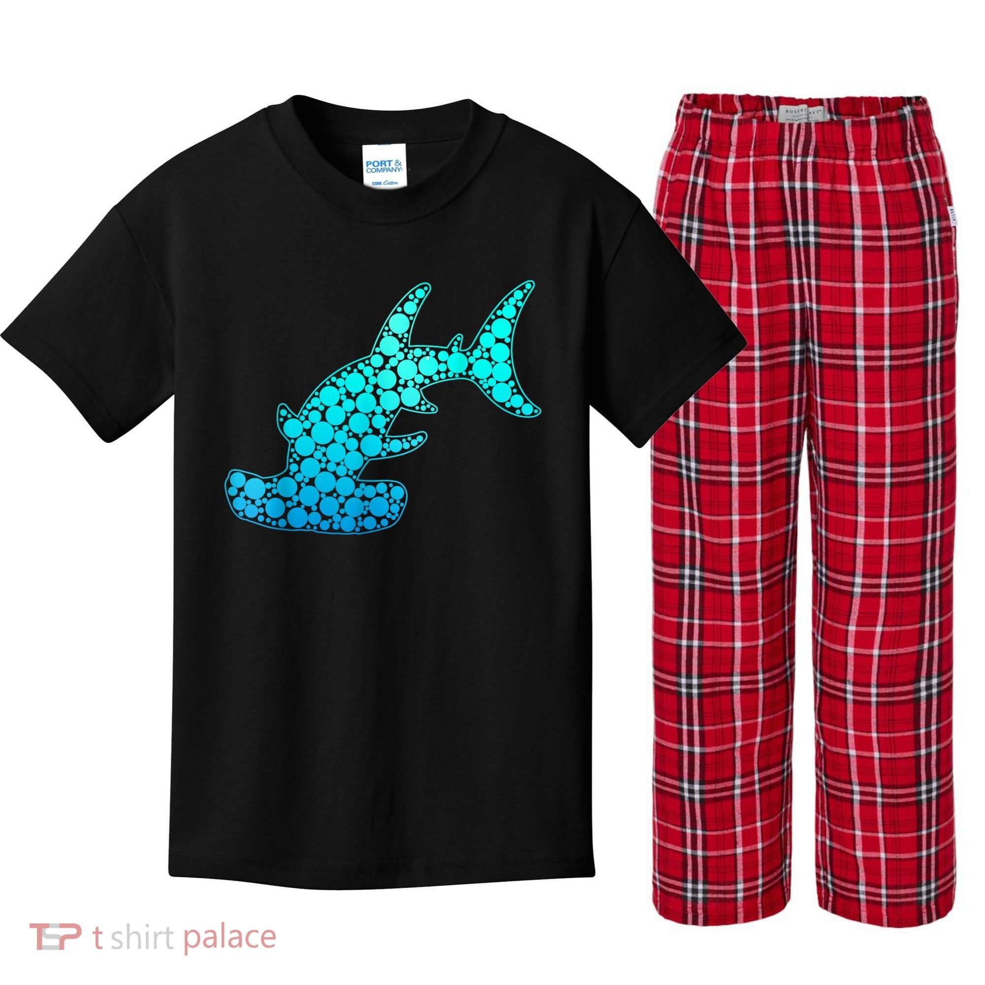 Happy International Dot Day Hammerhead Dots Shark Kids Plaid Pajama Set