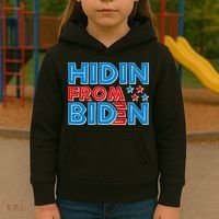 Hidin From Biden Pro Trump Funny Kids Hoodie thumb 3