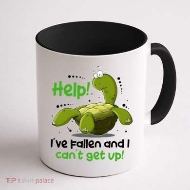Help I've Fallen And I Can't Get Up Funny Turtle Coffee Mug back