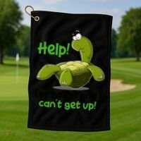 Help I've Fallen And I Can't Get Up Funny Turtle Golf Towel thumb 1