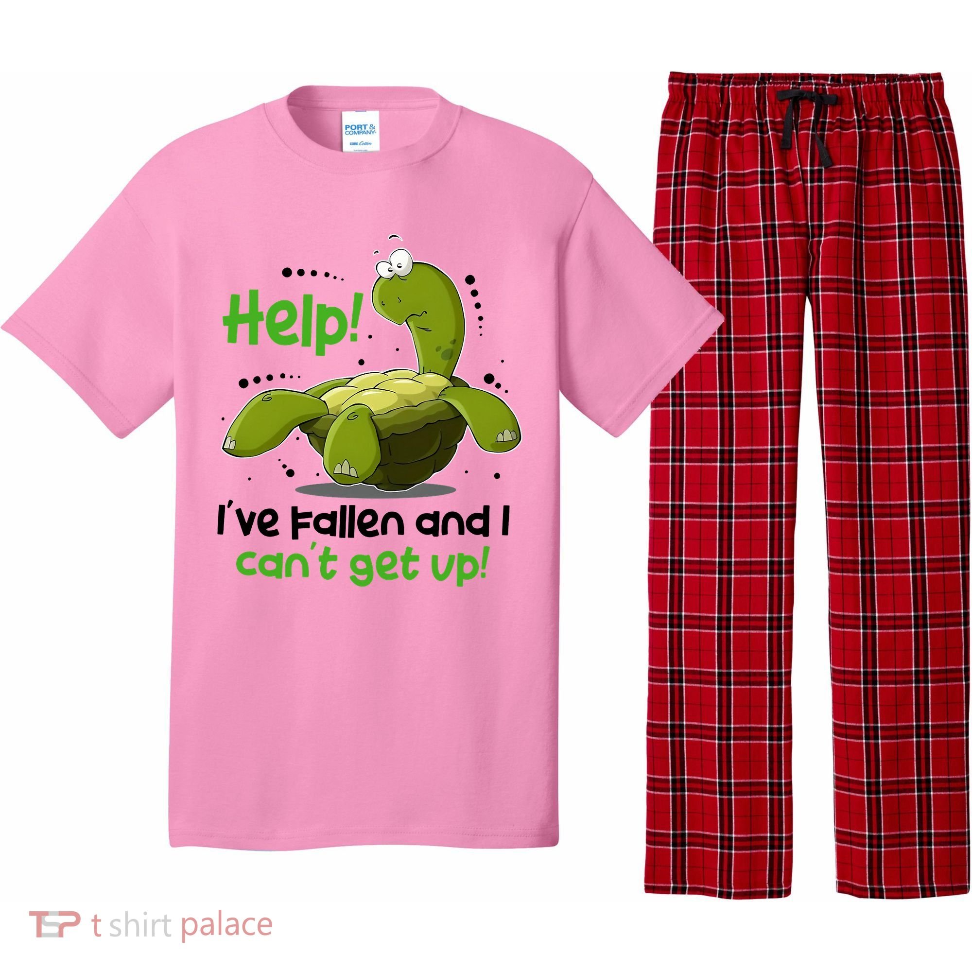 Help I've Fallen And I Can't Get Up Funny Turtle Pajama Set