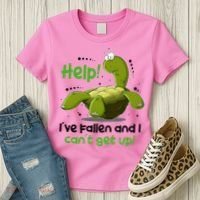 Help I've Fallen And I Can't Get Up Funny Turtle Women's T-Shirt thumb 3